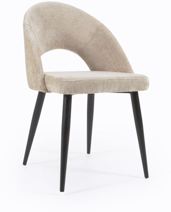 Mael, Spisebordsstol, nordisk, moderne by LaForma (H: 82 cm. x B: 46 cm. x L: 50 cm., Beige/sort)