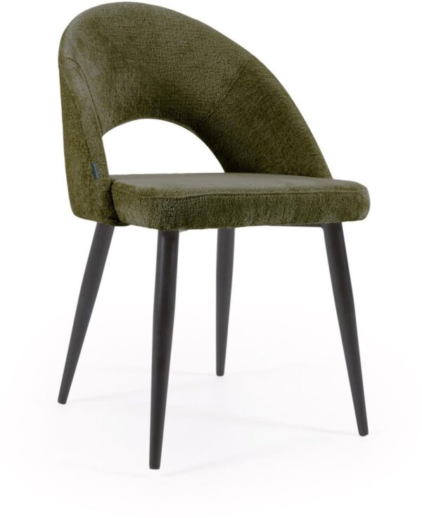 Mael, Spisebordsstol, nordisk, moderne by LaForma (H: 82 cm. x B: 46 cm. x L: 50 cm., Grøn/Sort)