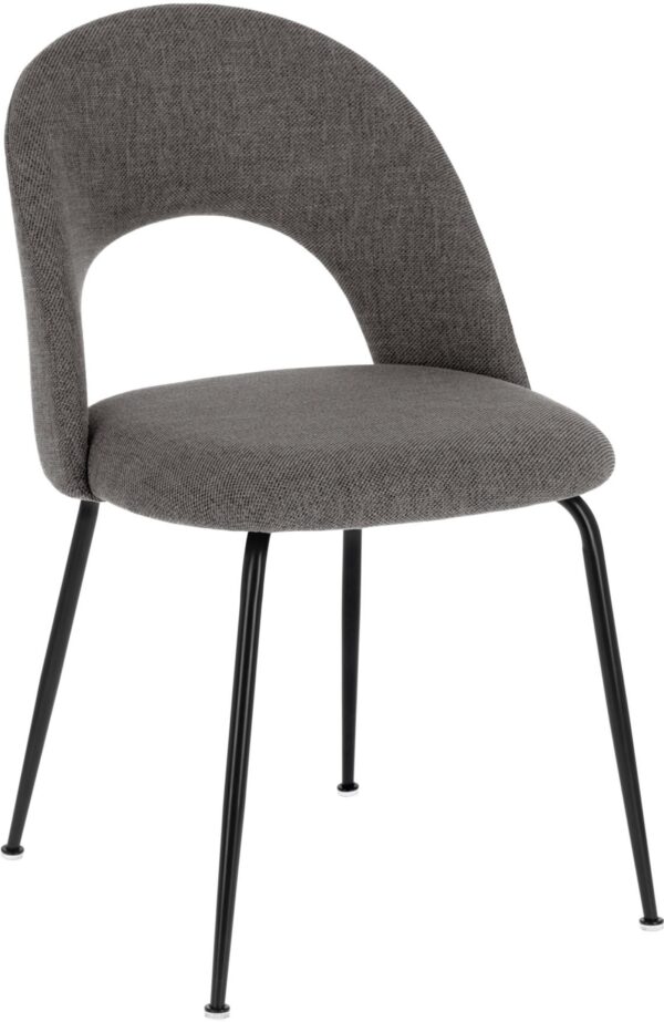 Mahalia, Spisebordsstole, nordisk, moderne, stof by Laforma (H: 79 cm. x B: 51 cm. x L: 52 cm., Grå/Sort)