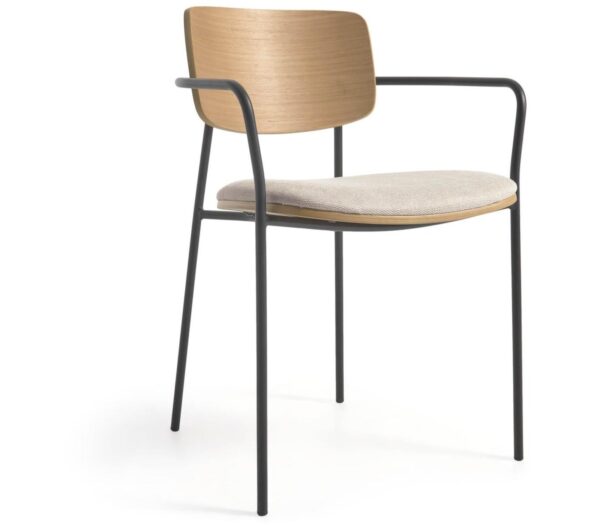 Maureen, Spisebordsstol med armlæn by LaForma (H: 76 cm. B: 52.5 cm. L: 54.5 cm., Natur/Sort)