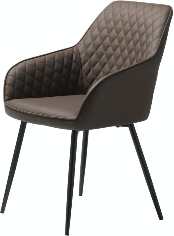 Milton, Spisebordsstol med armlæn by Unique Furniture (H: 84 cm. x B: 58 cm. x L: 59 cm., Brun/Sort)