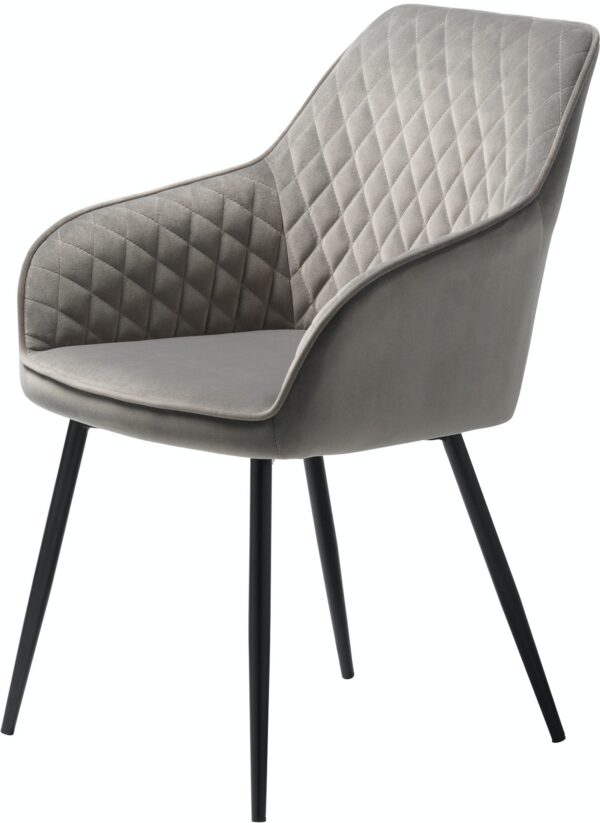 Milton, Spisebordsstol med armlæn by Unique Furniture (H: 84 cm. x B: 58 cm. x L: 59 cm., Grå/Sort)
