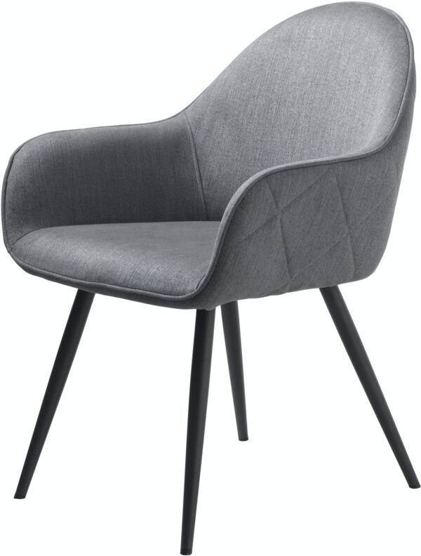 Minto, Spisebordsstol med armlæn, Stof by Unique Furniture (H: 84 cm. x B: 60 cm. x L: 65 cm., Grå)
