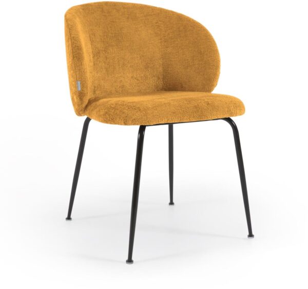 Monna, Spisebordsstol, Stof by LaForma (H: 78 cm. x B: 57 cm. x D: 56 cm., Sennepsgul/Sort)