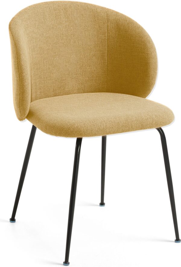 Monna, Spisebordsstol, moderne, nordisk, stof by LaForma (H: 78 cm. B: 57 cm. L: 56 cm., Sennep/Sort)