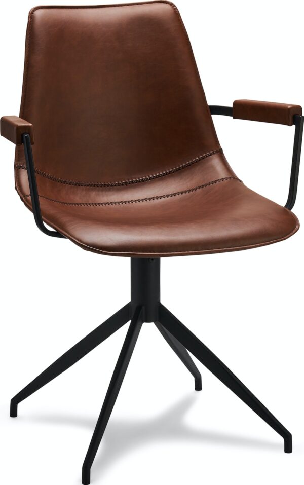 Montrose, Spisebordsstol med armlæn, Kunstlæder by Raymond & Hallmark (H: 85 cm. x B: 59 cm. x D: 57 cm., Lysebrun)