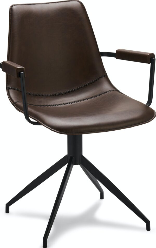 Montrose, Spisebordsstol med armlæn, Kunstlæder by Raymond & Hallmark (H: 85 cm. x B: 59 cm. x D: 57 cm., Mørkebrun)