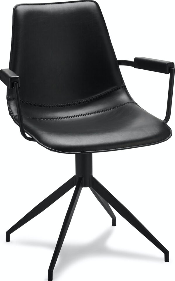 Montrose, Spisebordsstol med armlæn, Kunstlæder by Raymond & Hallmark (H: 85 cm. x B: 59 cm. x D: 57 cm., Sort)