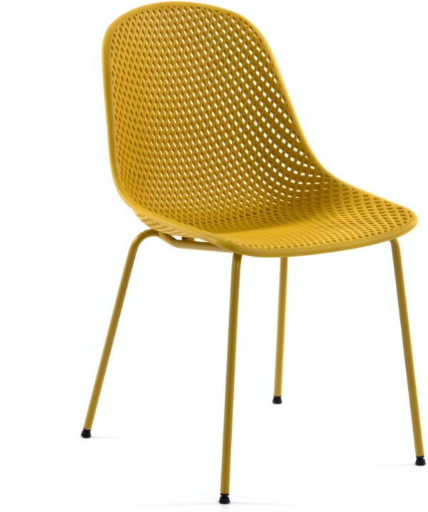 Quinby, Spisebordsstol, moderne, nordisk, plast by LaForma (H: 82 cm. B: 46 cm. L: 58 cm., Sennep)