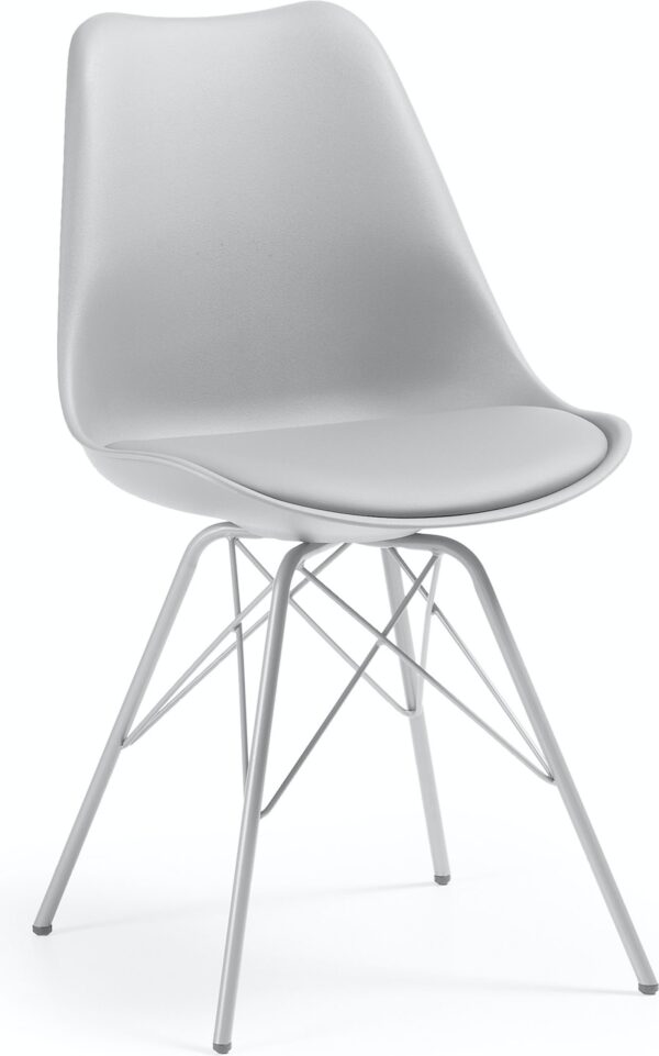 Ralf, Spisebordsstol med metalben, nordisk, moderne, plast by LaForma (H: 86 cm. B: 48 cm. L: 56 cm., Grå)