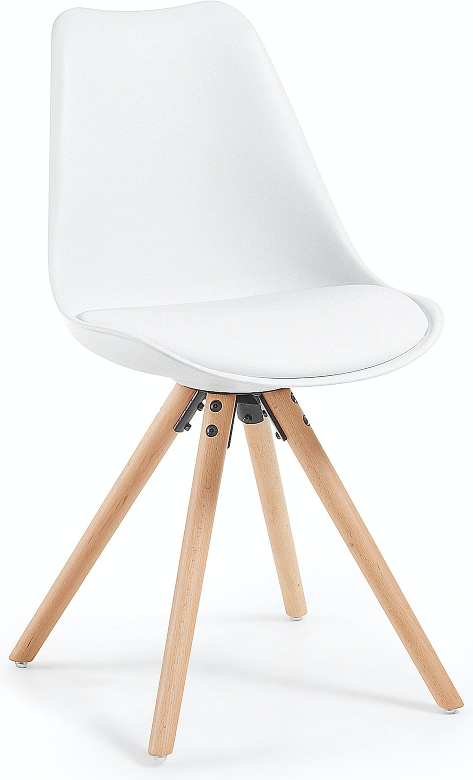 Ralf, Spisebordsstol med træben, nordisk, moderne, plast by LaForma (H: 81.5 cm. B: 48 cm. L: 56 cm., Hvid/Natur)