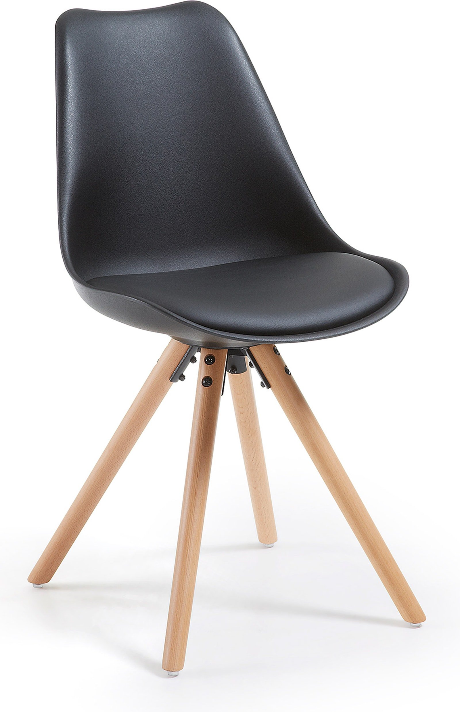 Ralf, Spisebordsstol med træben, nordisk, moderne, plast by LaForma (H: 81.5 cm. B: 48 cm. L: 56 cm., Sort/Natur)