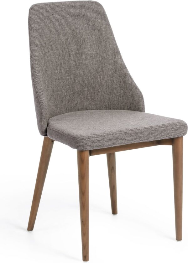 Rosie, Spisebordsstol, moderne, vintage, stof by LaForma (H: 89 cm. B: 49 cm. L: 56 cm., Grå/Natur)