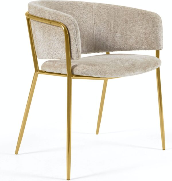 Runnie, Spisebordsstol, vintage, industriel, stof by LaForma (H: 73 cm. x B: 58 cm. x L: 58 cm., Beige)