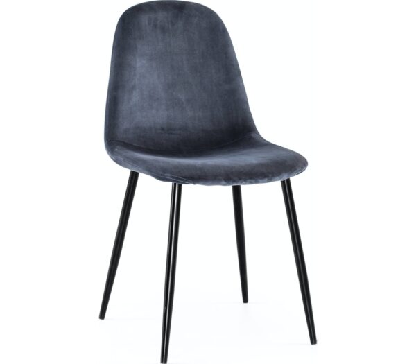 THEA, Spisebordsstol, Fløjl, Metal by Torkelson (H: 84 cm. x B: 44 cm. x D: 53 cm., Grå/Sort)