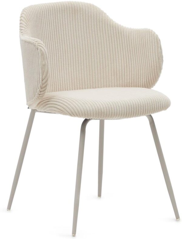 Yunia, Spisebordsstole, moderne, nordisk, rustik, stof by Laforma (H: 81 cm. x B: 56 cm. x L: 56 cm., Beige)
