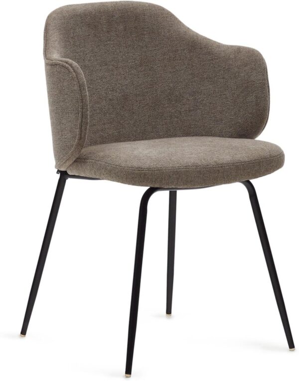 Yunia, Spisebordsstole, moderne, nordisk, rustik, stof by Laforma (H: 81 cm. x B: 56 cm. x L: 56 cm., Brun)