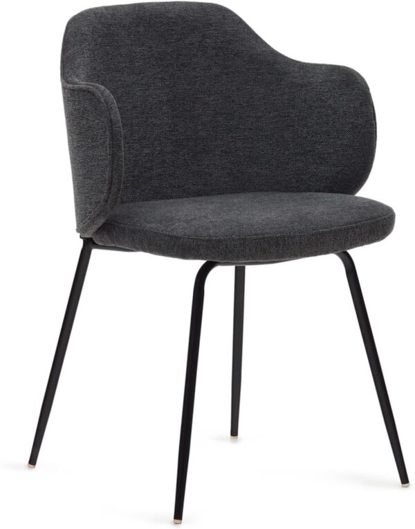 Yunia, Spisebordsstole, moderne, nordisk, rustik, stof by Laforma (H: 81 cm. x B: 56 cm. x L: 56 cm., Grå)