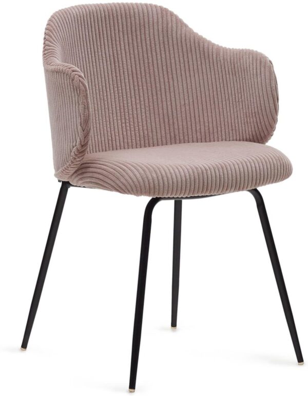 Yunia, Spisebordsstole, moderne, nordisk, rustik, stof by Laforma (H: 81 cm. x B: 56 cm. x L: 56 cm., Lyserød)