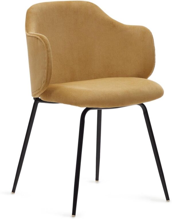 Yunia, Spisebordsstole, moderne, nordisk, rustik, stof by Laforma (H: 81 cm. x B: 56 cm. x L: 56 cm., Sennep)
