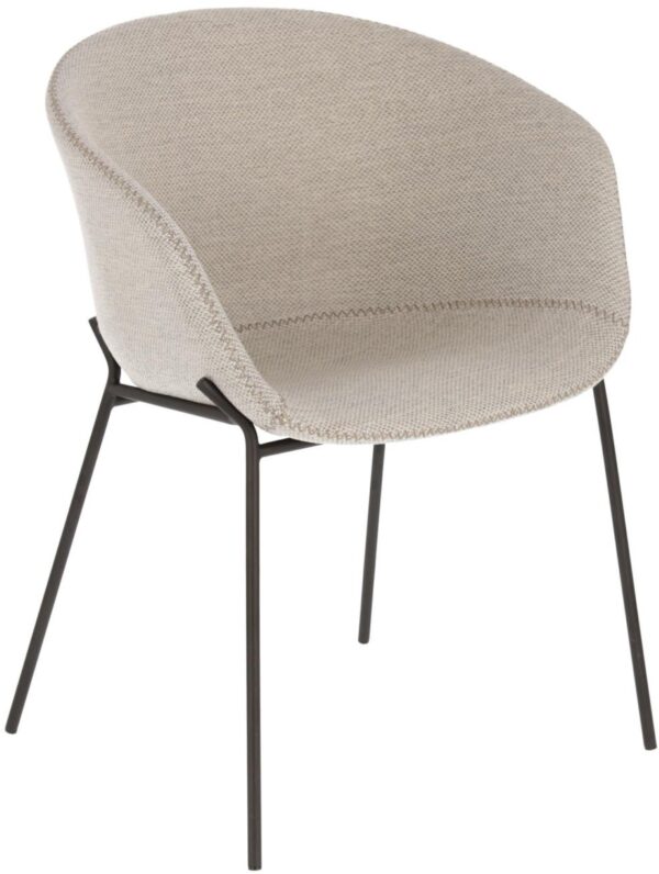 Yvette, Spisebordsstol, moderne, nordisk, stof by LaForma (H: 76 cm. x B: 60 cm. x D: 54 cm., Grå/Sort)
