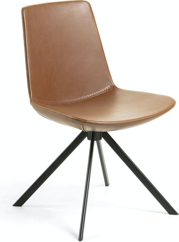 Zeva, Spisebordsstol, moderne, læder by LaForma (H: 84 cm. B: 53 cm. L: 56 cm., Brun/Sort)