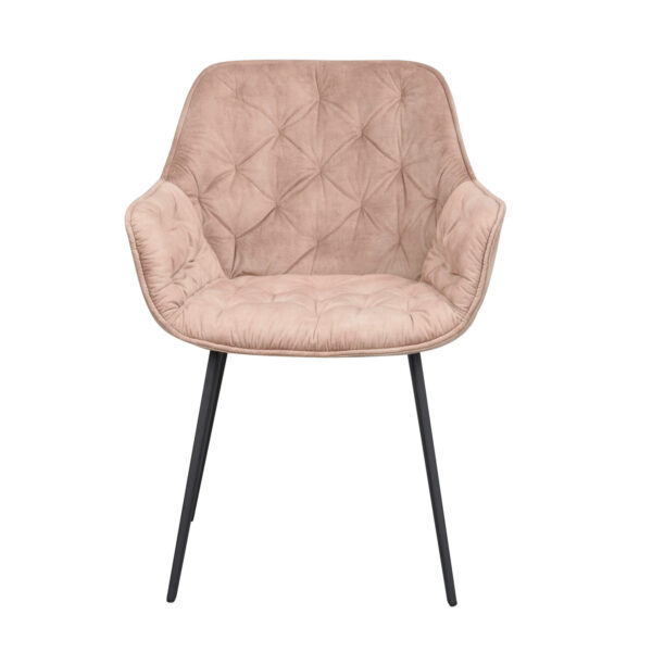 ROWICO Gilroy spisebordsstol, m. armlæn - beige polyester fløjl og sort metal