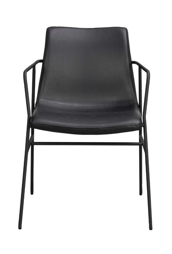 ROWICO Huntingbay spisebordsstol, m. armlæn - sort PU læder og sort metal