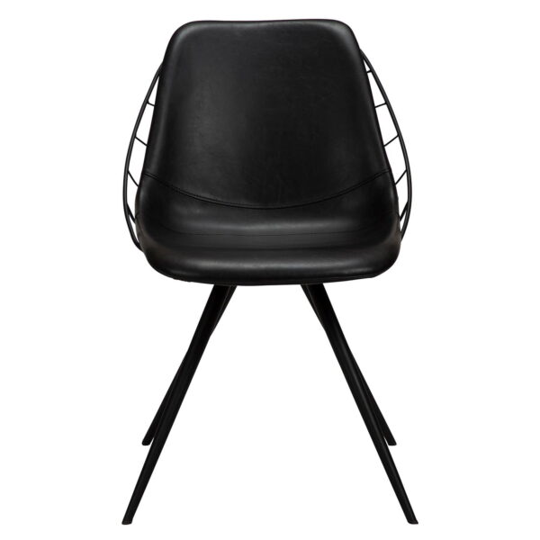 DAN-FORM Sway spisebordsstol - vintage sort kunstlæder og sort stål