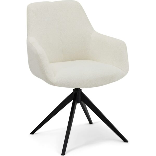 Helena, Spisebordsstol med armlæn, Stof by Raymond & Hallmark (H: 89 cm. x B: 64 cm. x D: 63 cm., Hvid)