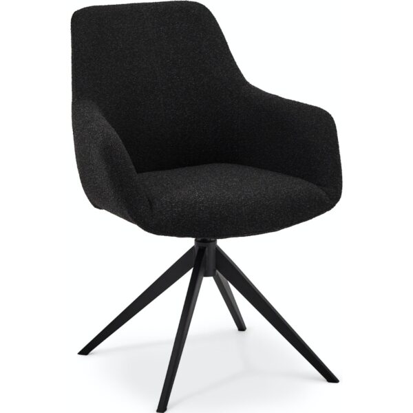 Helena, Spisebordsstol med armlæn, Stof by Raymond & Hallmark (H: 89 cm. x B: 64 cm. x D: 63 cm., Sort)