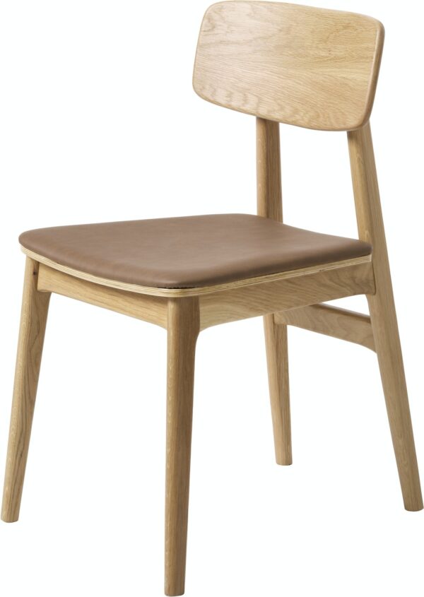 Livo, Spisebordsstol, Egetræ, Kunstlæder by Unique Furniture (H: 82 cm. x B: 46 cm. x L: 55 cm., Natur)