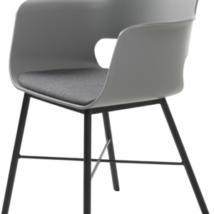 Whistler, Spisebordsstol, grå, plast, metalben, armlæn