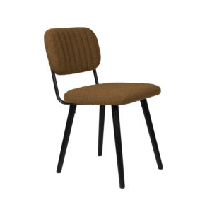 WHITE LABEL LIVING Jake spisebordsstol - okker bouclé og egetræ