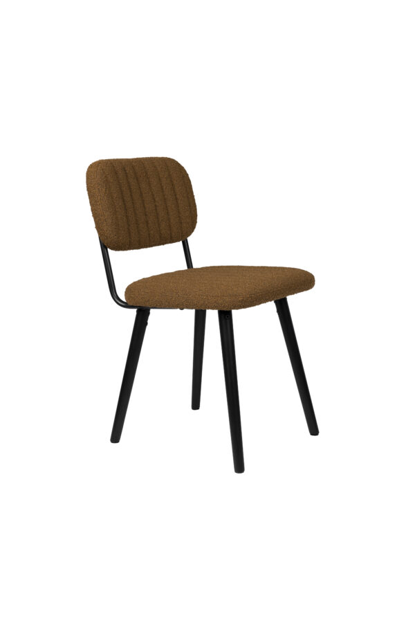 WHITE LABEL LIVING Jake spisebordsstol - okker bouclé og egetræ