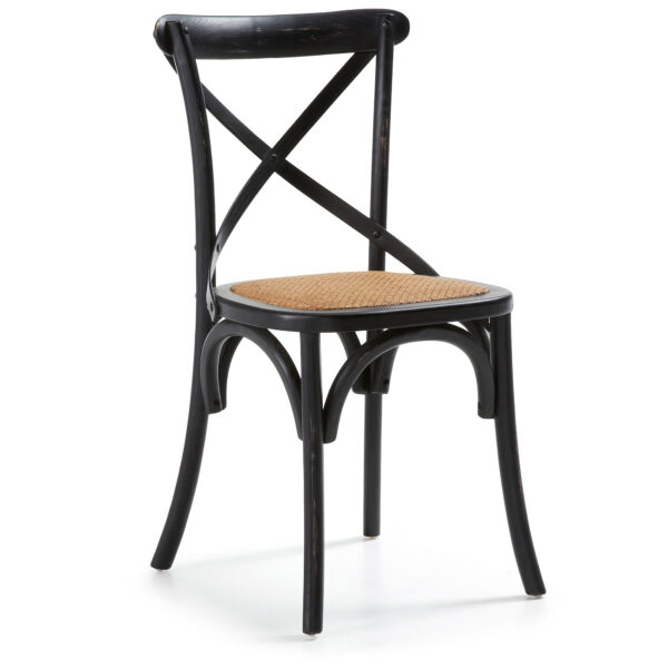 KAVE HOME Silea spisebordsstol - natur/sort rattan/elmetræ