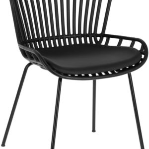 Spisebordsstol Kave Home Surre mat sort plast med syntetisk læderhynde moderne nordisk design