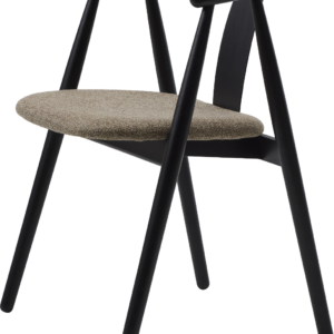 Spisebordsstol med armlæn Nordique Design Relate i egetræ sort/latte - moderne træstol med NOLIO-stof