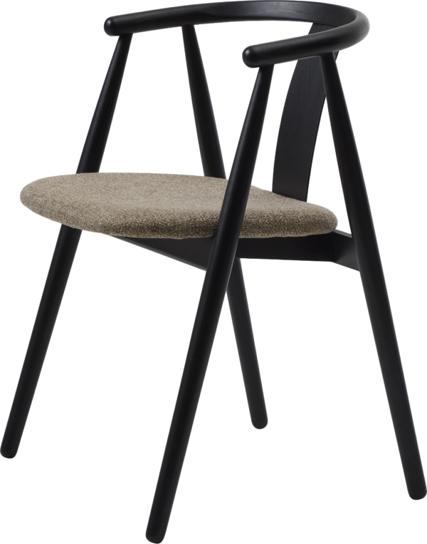 Spisebordsstol med armlæn Nordique Design Relate i egetræ sort/latte - moderne træstol med NOLIO-stof