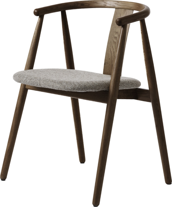 Spisebordsstol/spisestuestol med armlæn Nordique Design Relate i røget egetræ og latte Nolio 36 Melange