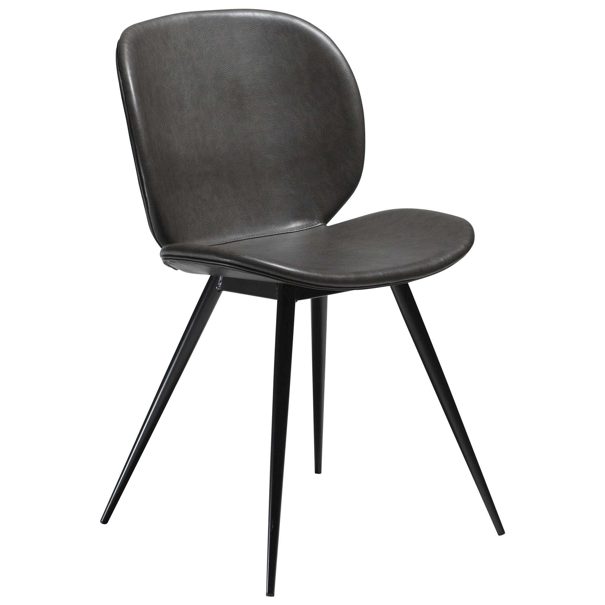 DAN-FORM CLOUD spisebordsstol, runde ben - vintage grå kunstlæder og sort metal