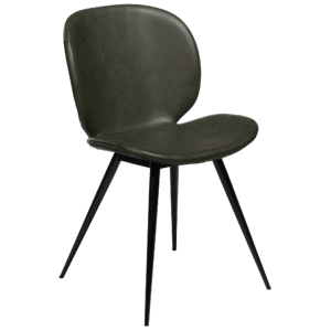 DAN-FORM CLOUD spisebordsstol, runde ben - vintage grøn kunstlæder og sort metal