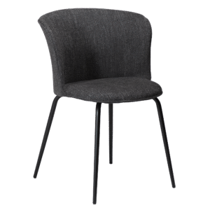 DAN-FORM EDEN spisebordsstol - Raven sort bouclé stof og sort metal