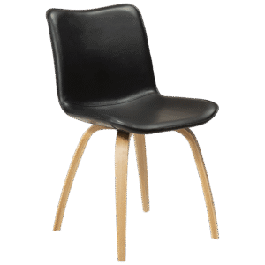 DAN-FORM GLEE spisebordsstol - Vintage sort kunstlæder og natur egetræ