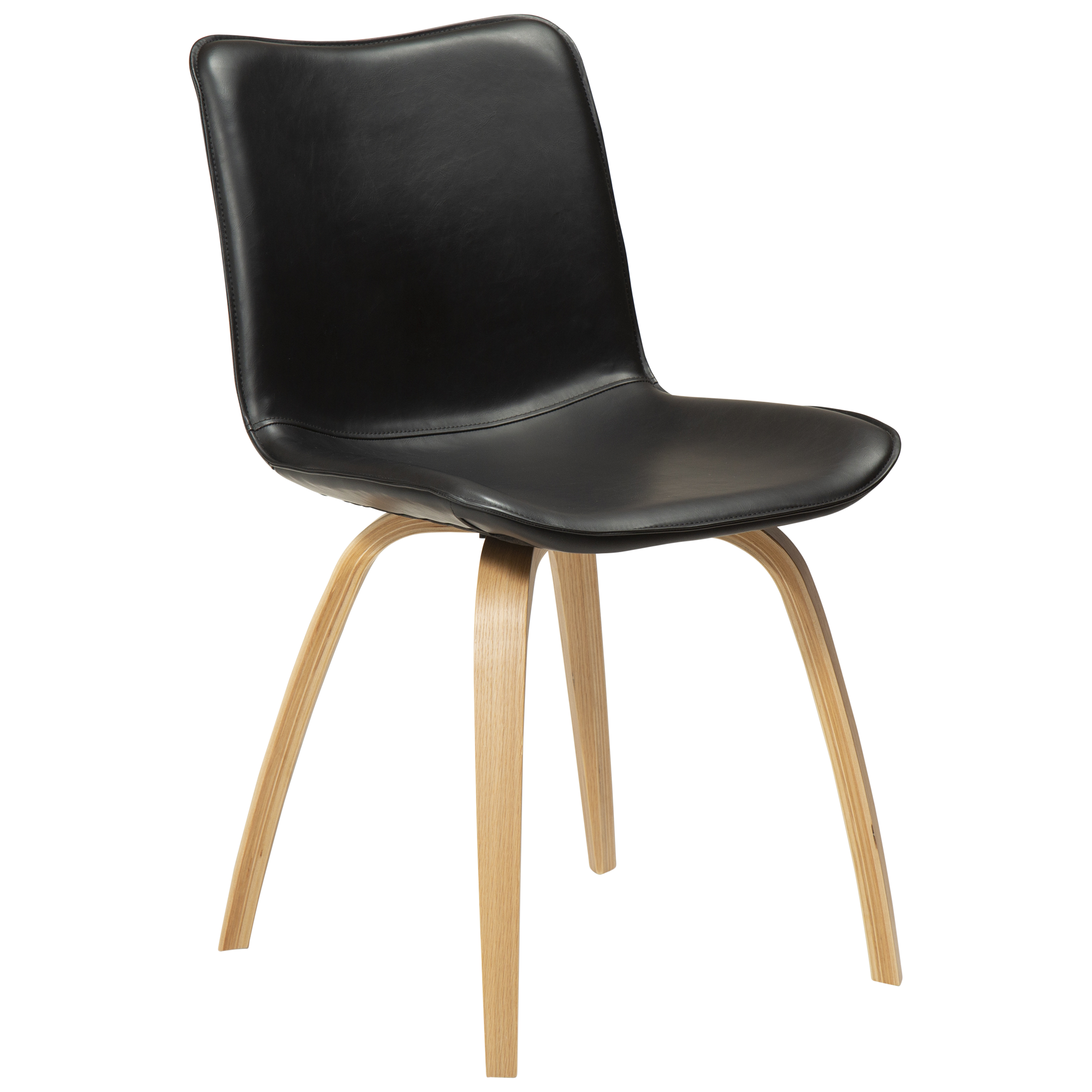 DAN-FORM GLEE spisebordsstol - Vintage sort kunstlæder og natur egetræ