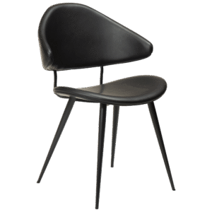 DAN-FORM NAPOLEON spisebordsstol - Vintage sort kunstlæder og sort metal