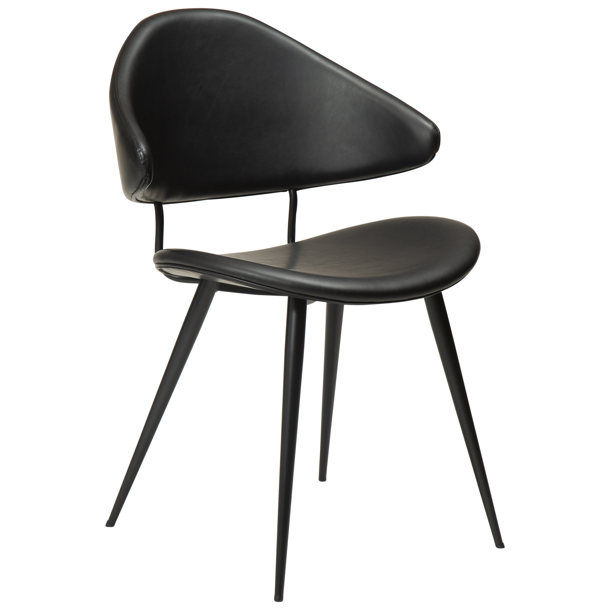 DAN-FORM NAPOLEON spisebordsstol - Vintage sort kunstlæder og sort metal