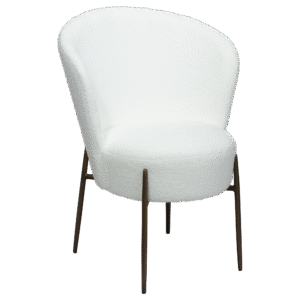 DAN-FORM ORBIT spisebordsstol - Snow RPES bouclé stof og antik messing metal