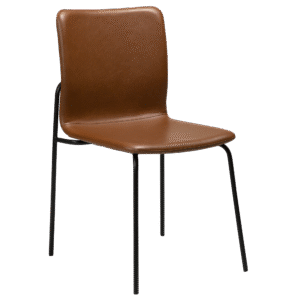 DAN-FORM Woof spisebordsstol - vintage lysebrun kunstlæder og sort stål