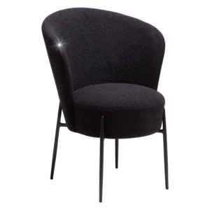 DANFORM Orbit spisebordsstol - Obsidian sort RPES boucléstof m. glimmer og sort stål